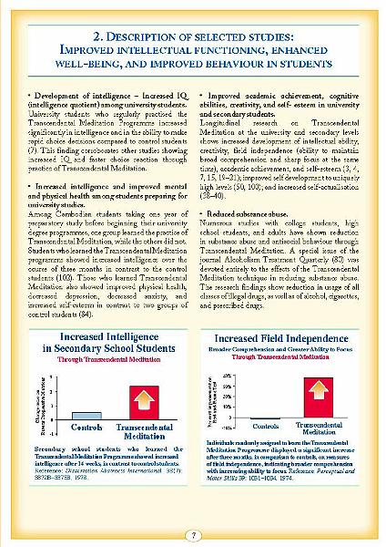 15 CBE-SR-UK1-16v2_Page_07.jpg - Consciousness-Based Education brochure presents benefits of the Transcendental Meditation Technique as shown in increased intelligence in secondary school students and increased field independence.